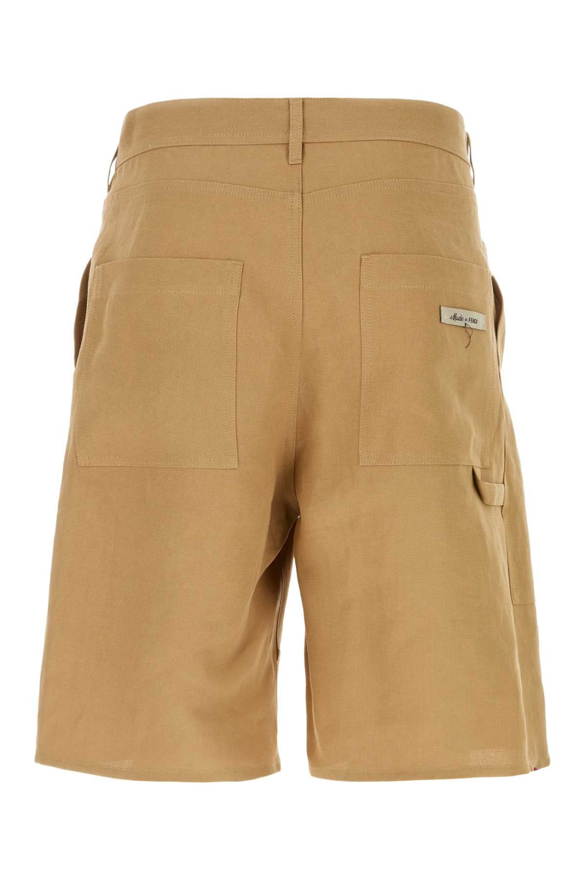Fendi Men Camel Paper Bermuda Shorts - 2