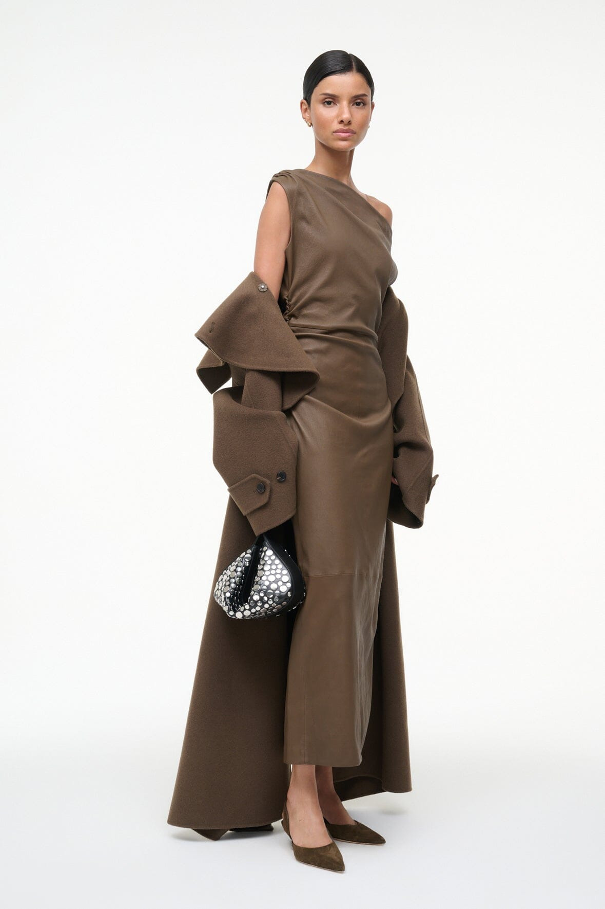 STAUD PHARE LEATHER DRESS TRUFFLE - 2