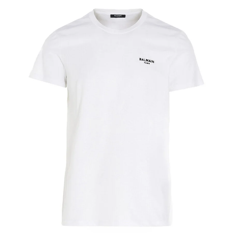 Balmain Flock Logo Print T Shirt - 1