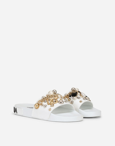 Dolce & Gabbana Rubber beachwear sliders with embroidery outlook