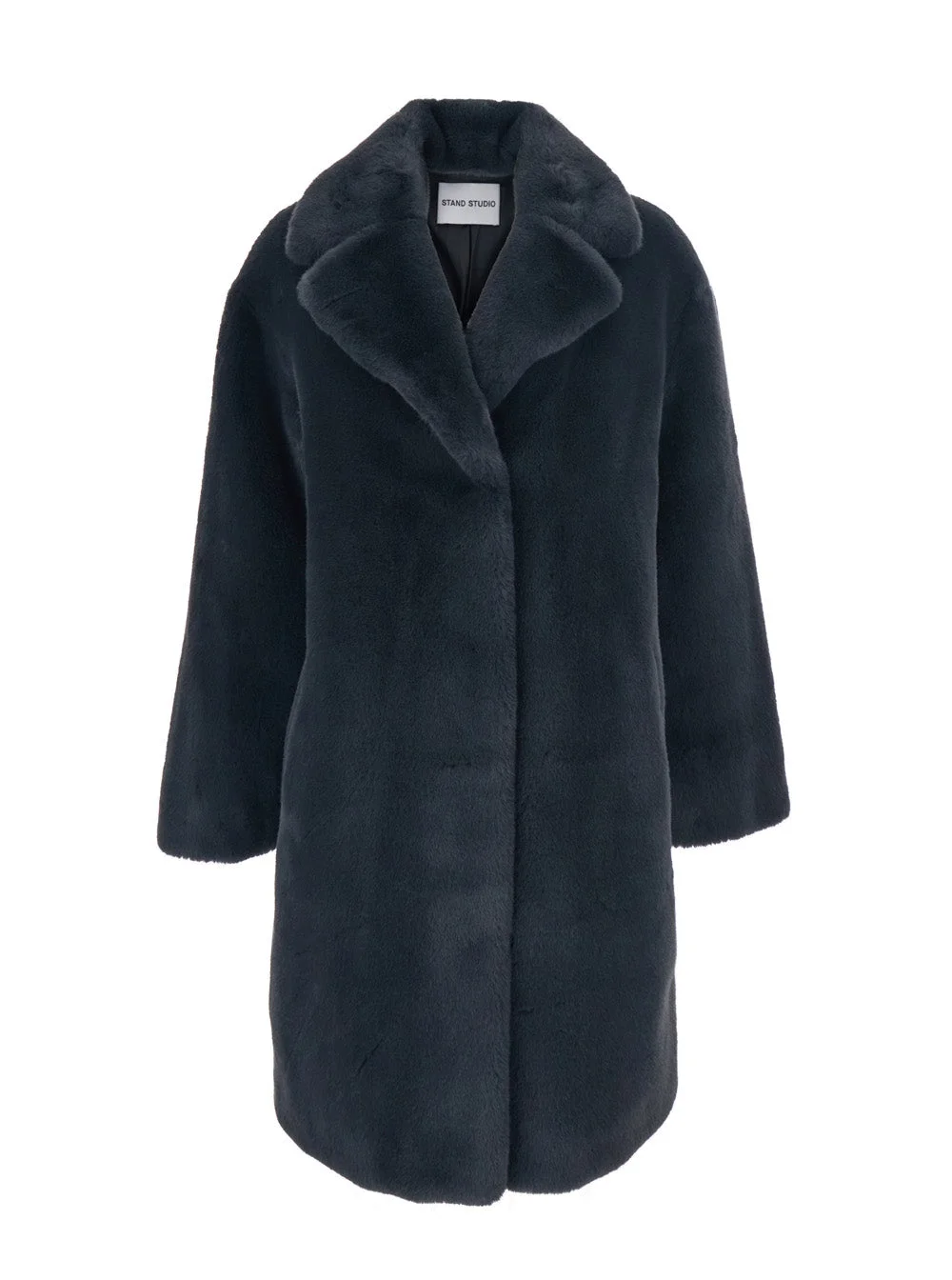 Stand Women 'Camille' Grey Coat With Wide Notched Revers And Front Concealed Closure In Ecofur Woman - 1