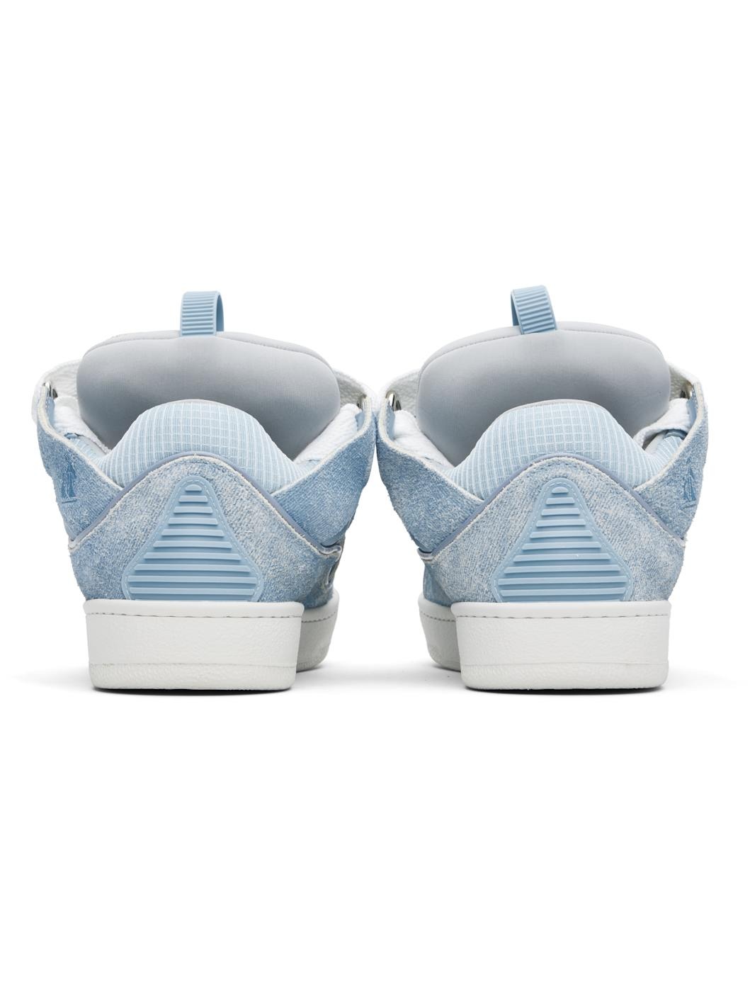 Blue Curb Denim-Effect Leather Sneakers - 2