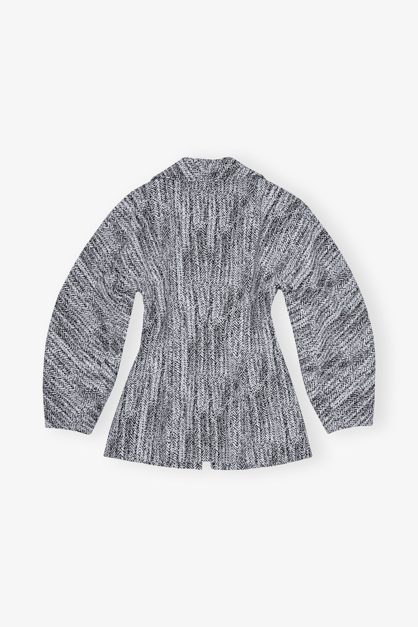 BLUE COTTON TWEED CURVE SLEEVE JACKET - 6