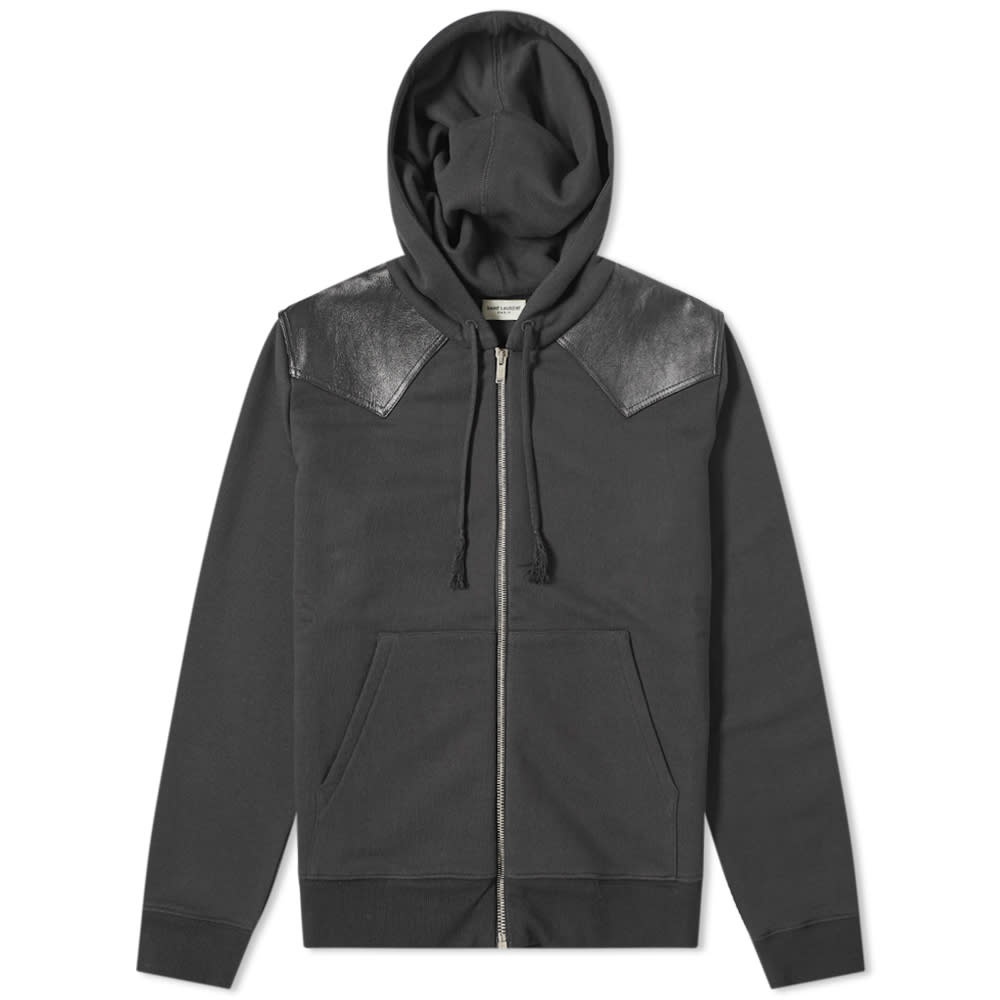 Saint Laurent Leather Insert Zip Hoody - 1