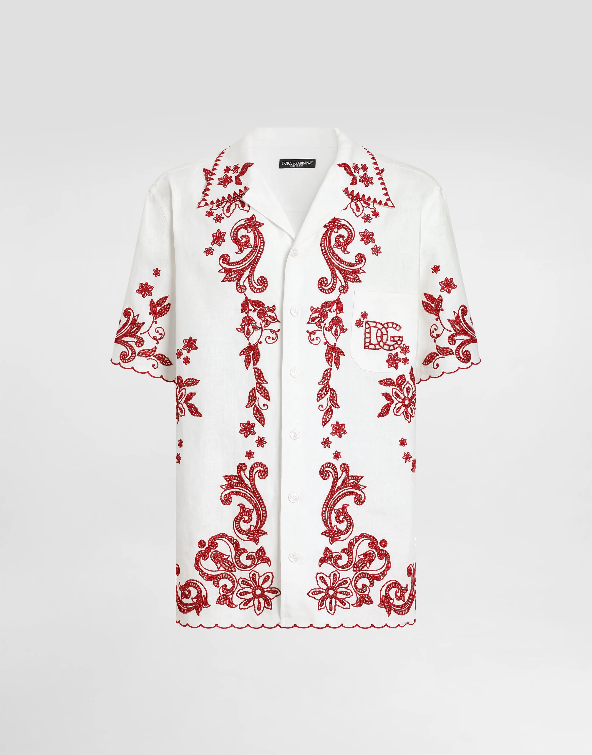 Hawaii linen shirt with cutwork - 1