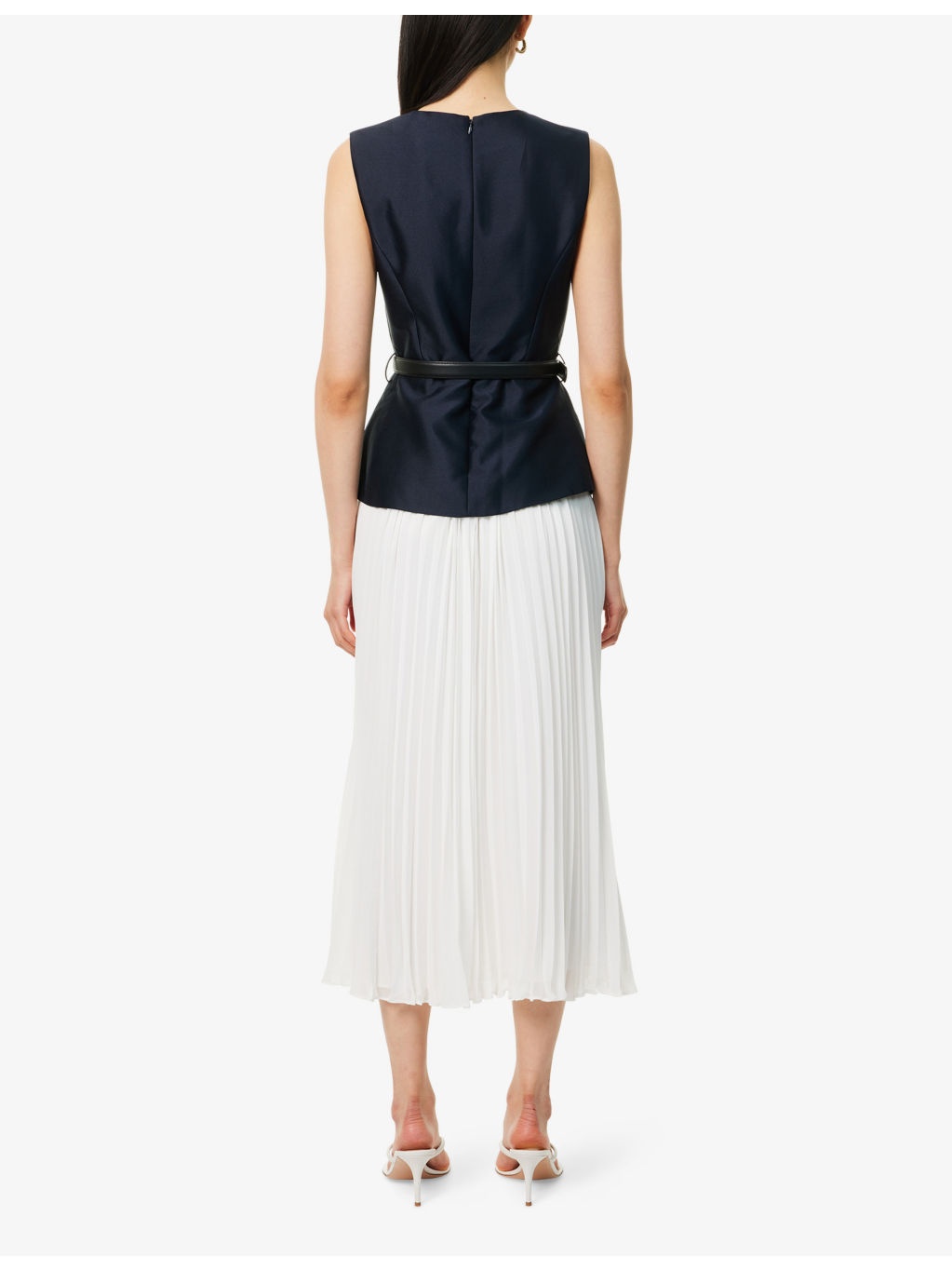 Pleated Sleeveless Woven Midi Dress - 4