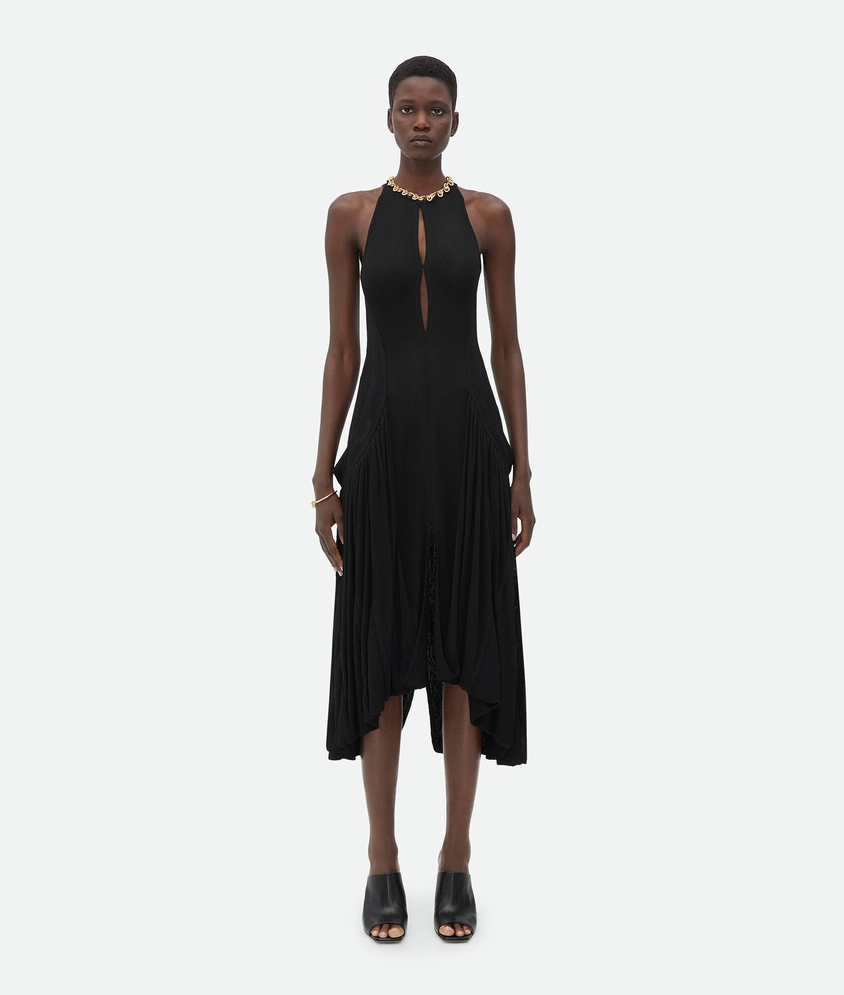 Viscose Jacquard Asymmetric Midi Dress - 1