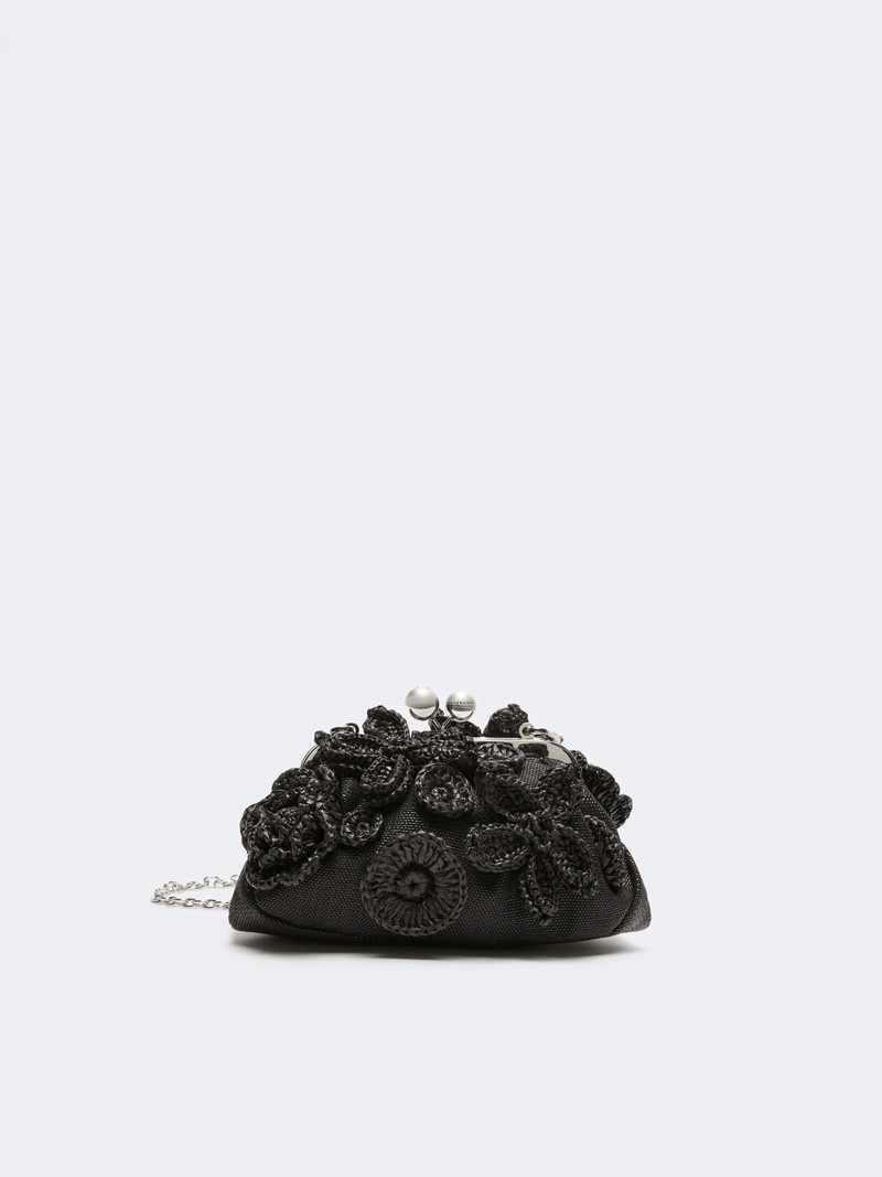 COMUNE Small raffia-effect Pasticcino Bag with flowers - BLACK 11