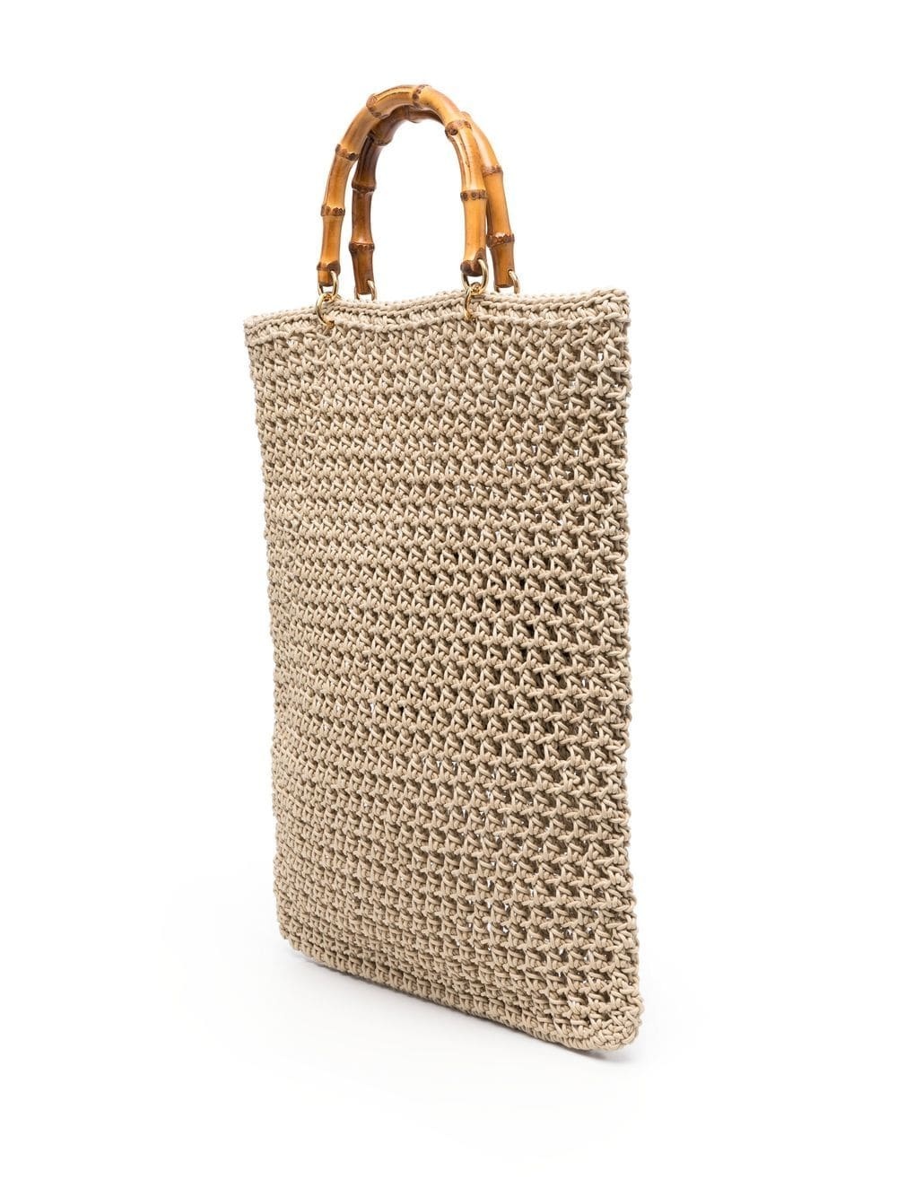 woven bamboo-handle tote bag - 4