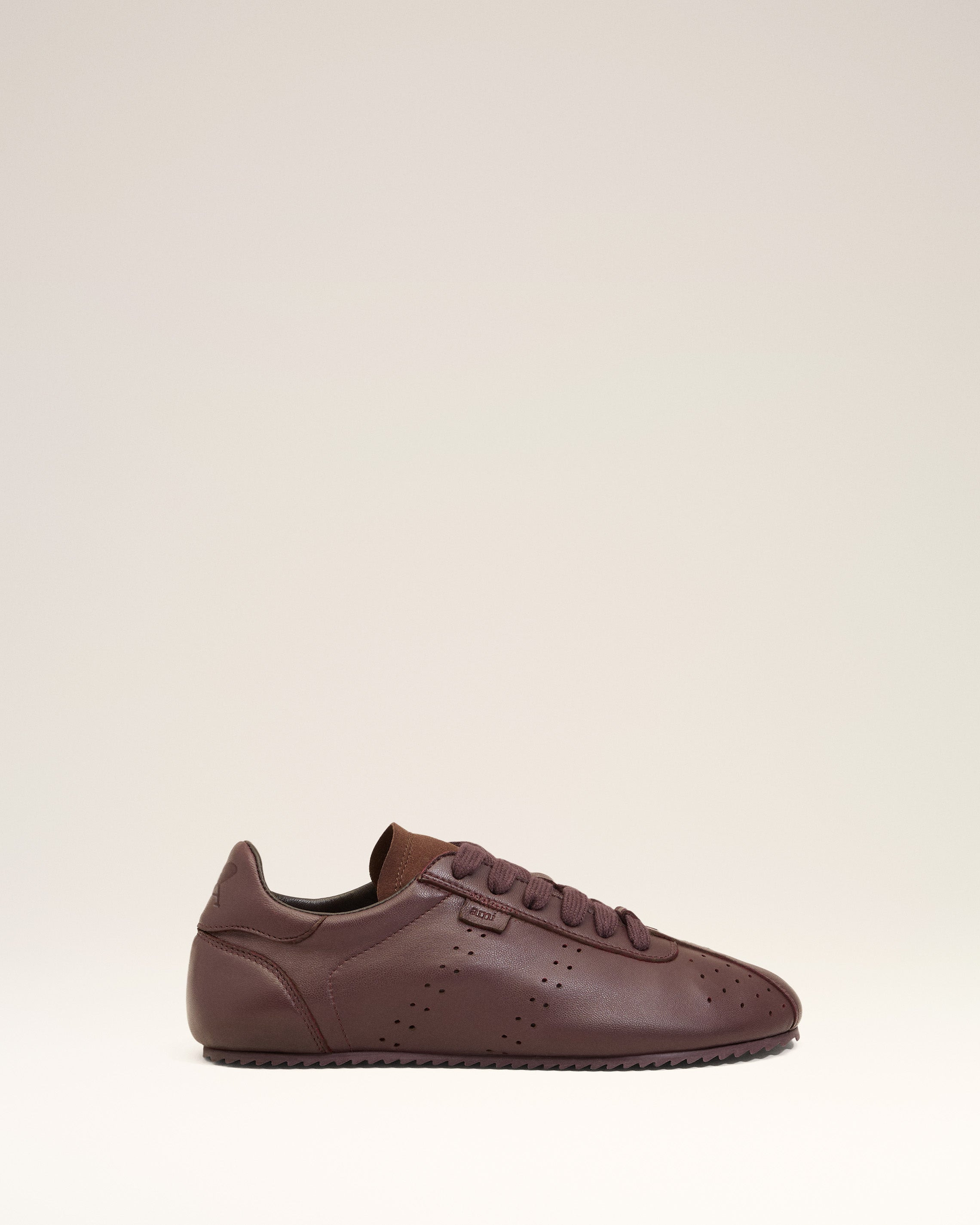 BURGUNDY SMOOTH LEATHER LOW TOP STEP SNEAKERS - 2