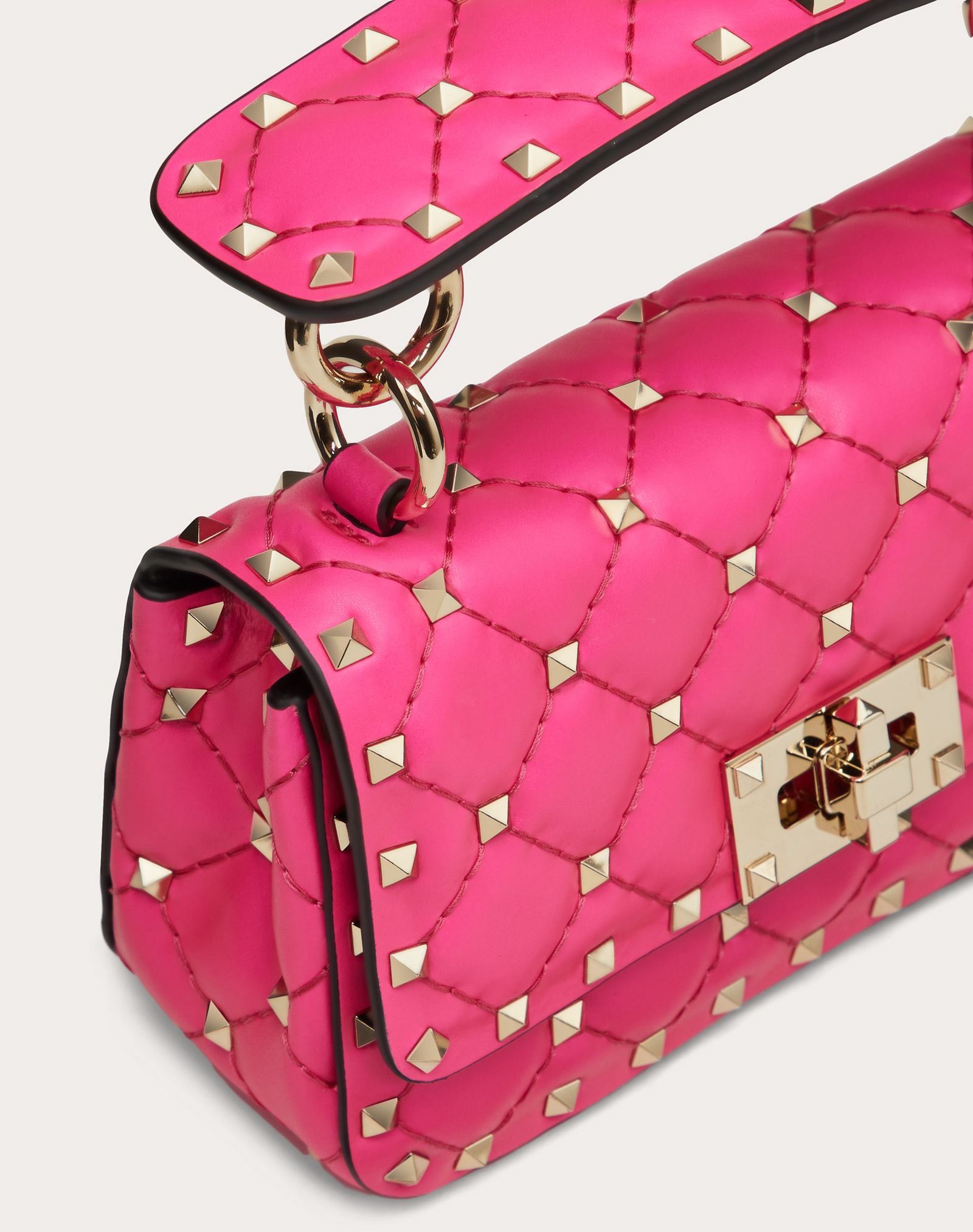 Mini Rockstud Spike fluo calfskin leather bag - 5