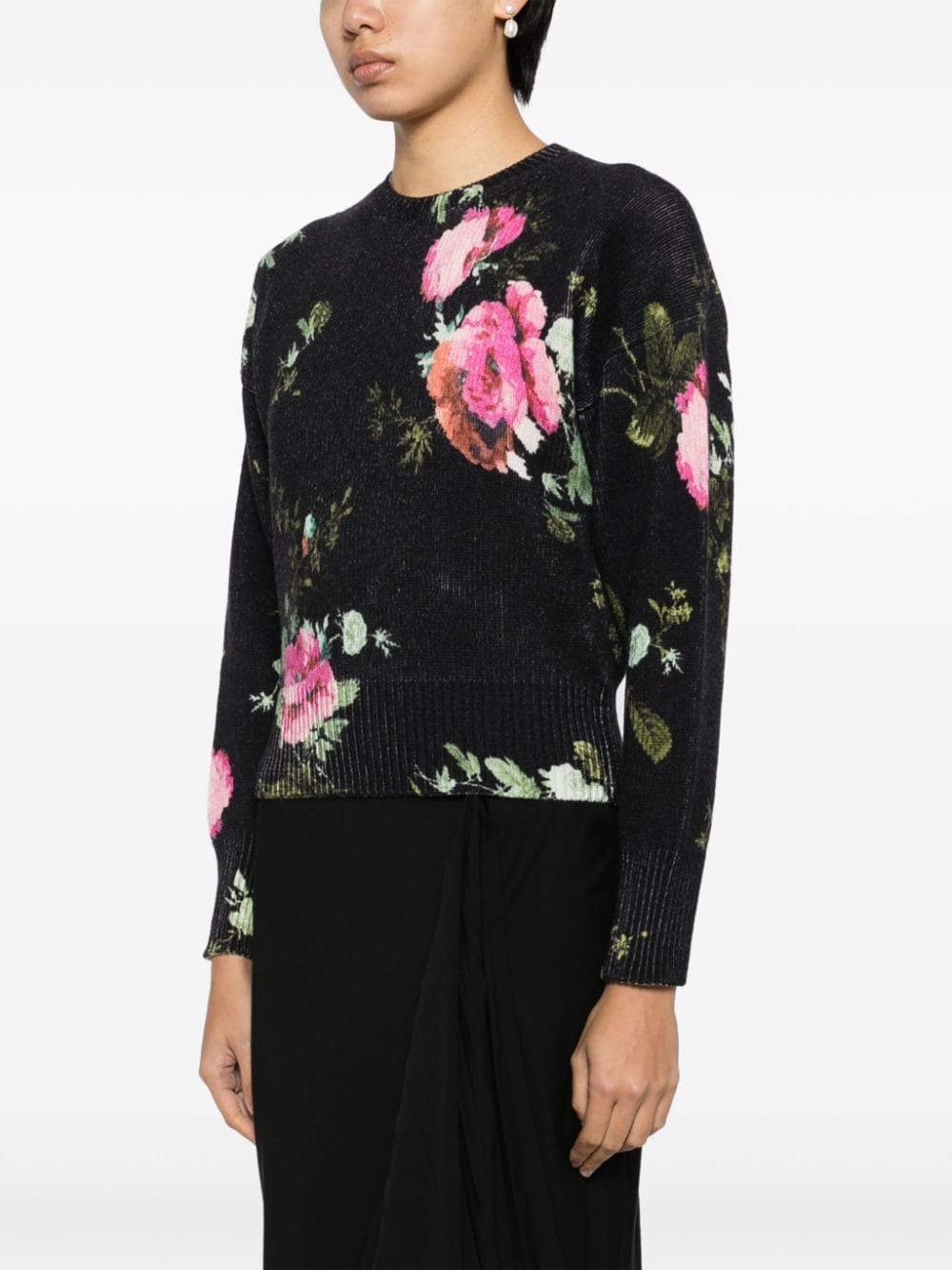 floral merino jumper - 3