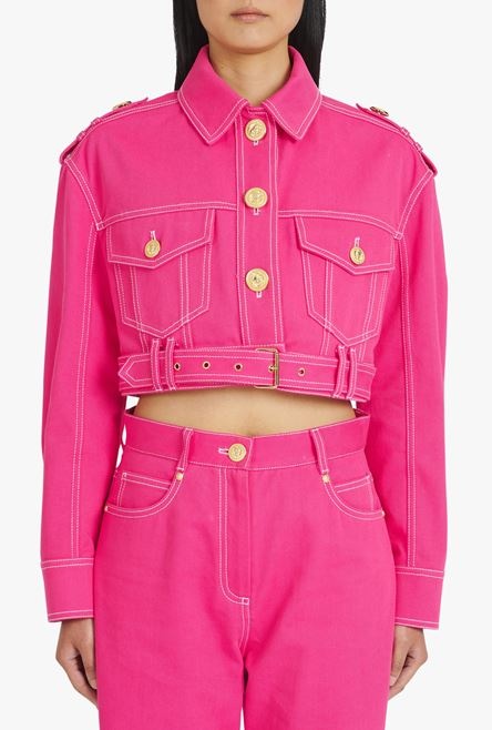 Balmain x Barbie - Pink denim cropped jacket - 5