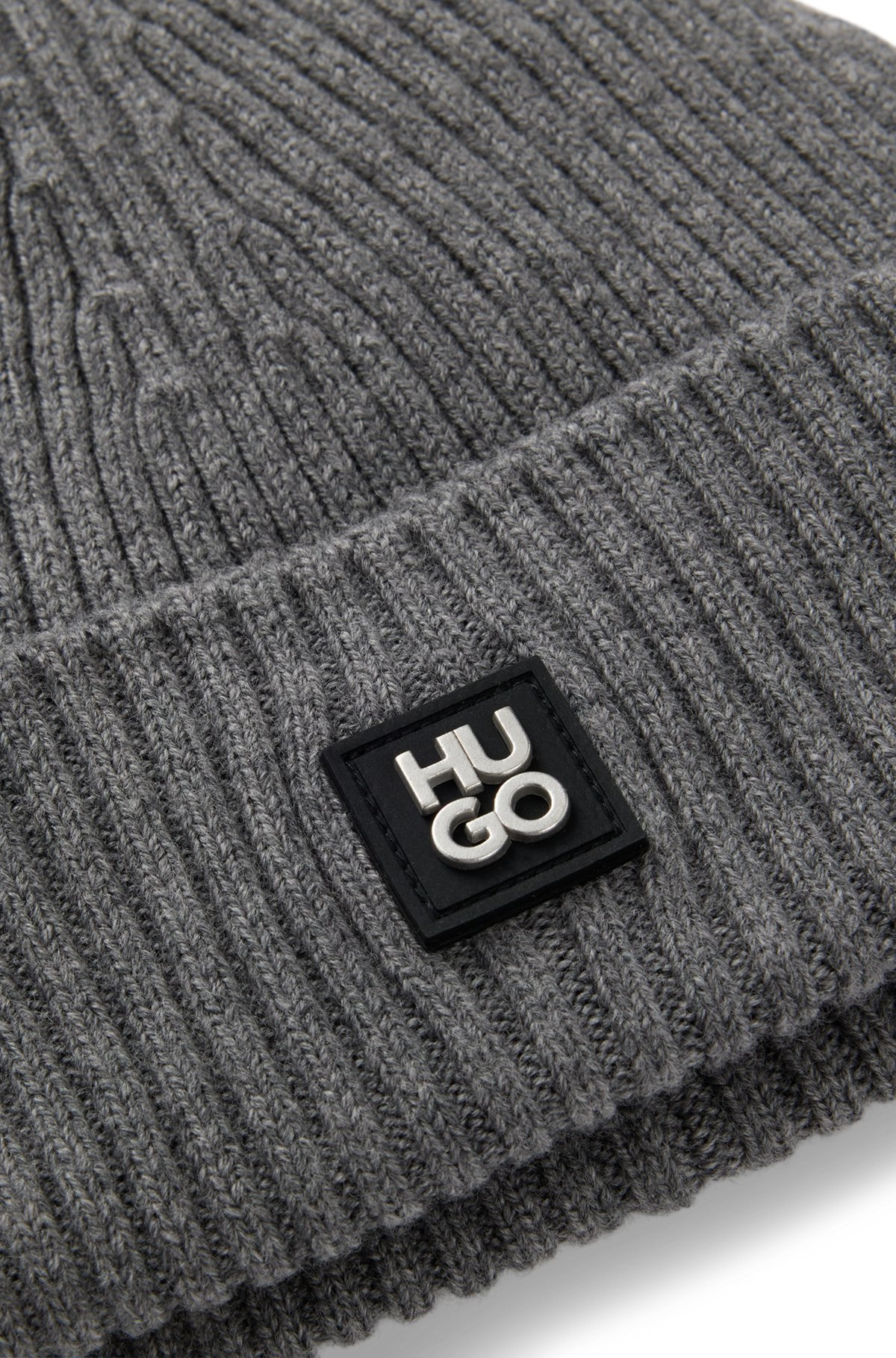VIRGIN-WOOL BEANIE HAT WITH STACKED-LOGO BADGE - 5