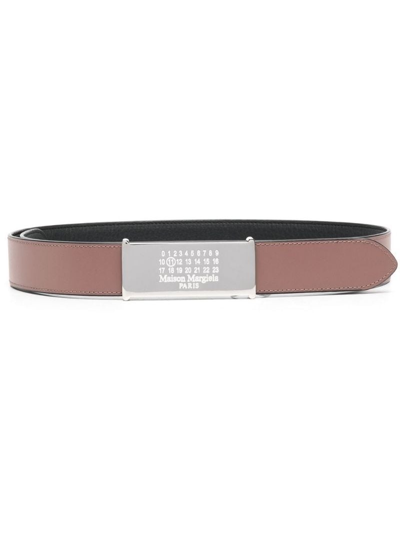 engraved-logo leather belt - 1