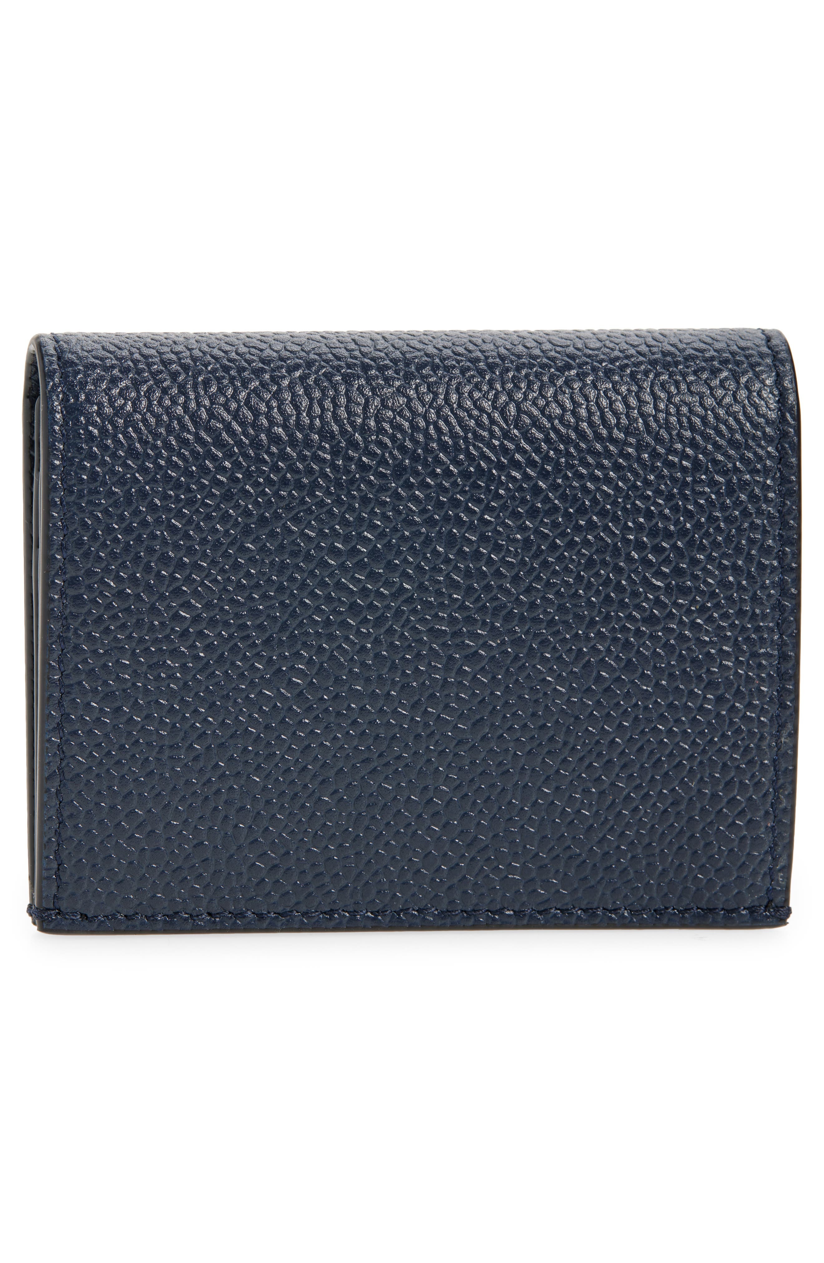 Thom Browne 4-Bar Grained Leather Bifold Card Case in Navy at Nordstrom - 4