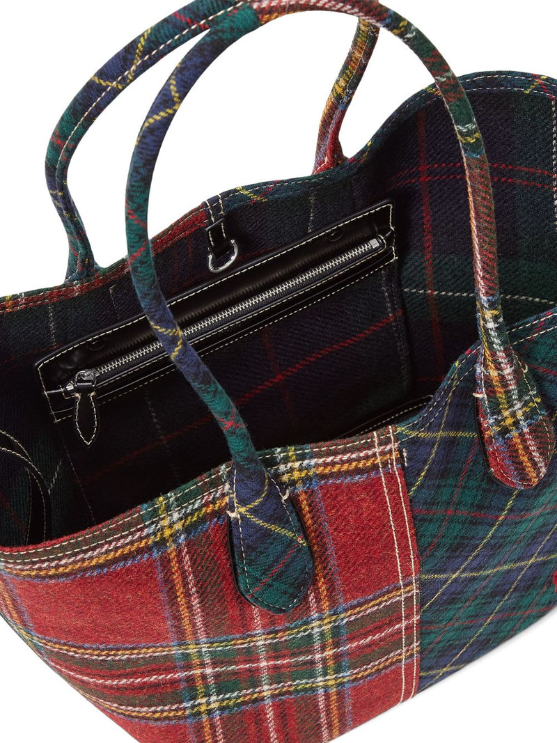 tartan two-tone tote bag 4