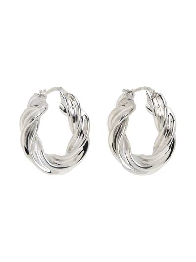 Bottega Veneta Silver Pillar Twisted Hoop Earrings outlook