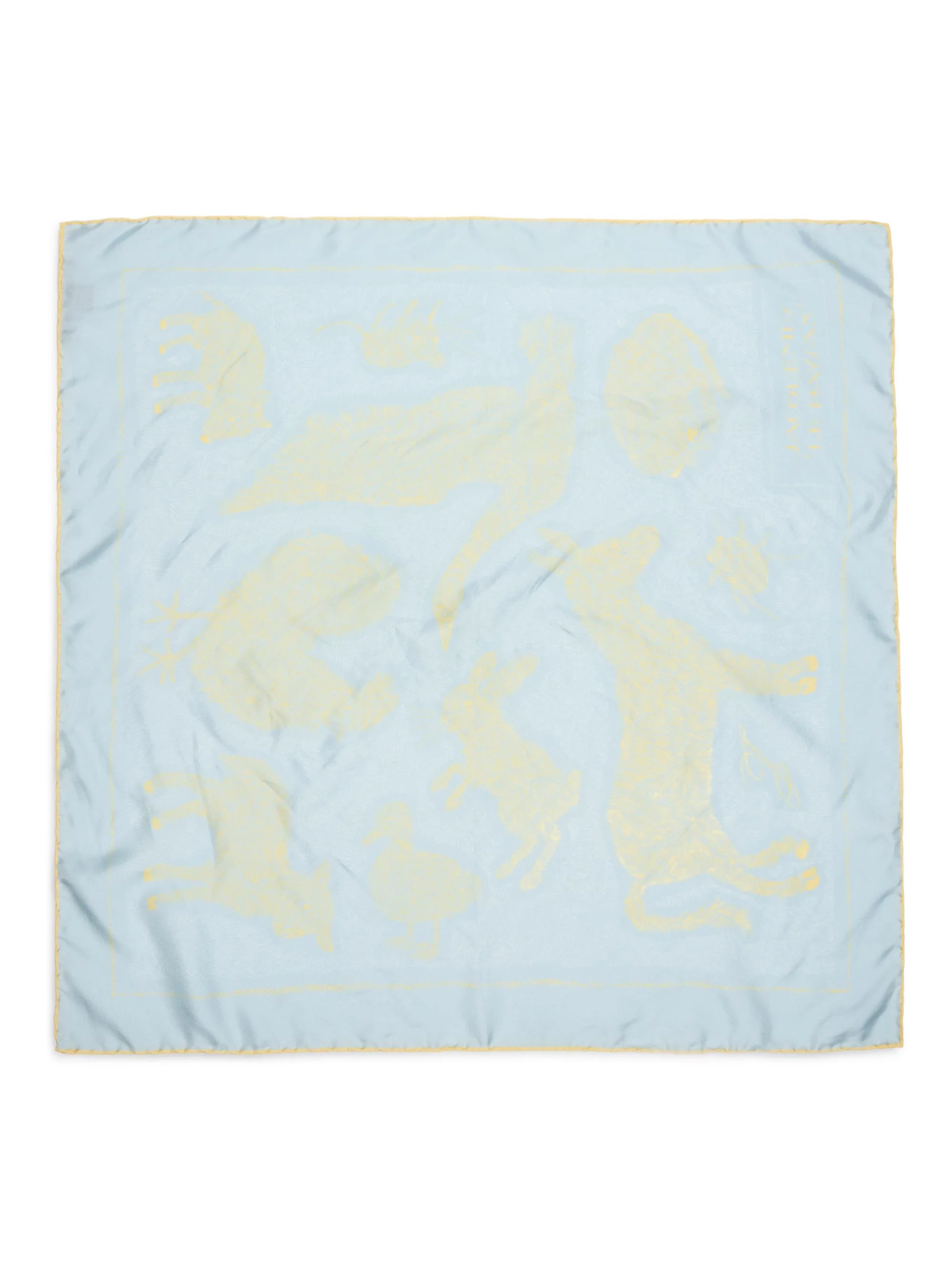 Men's Animal Motif Silk Scarf - Print Animal Blue Yellow - 1