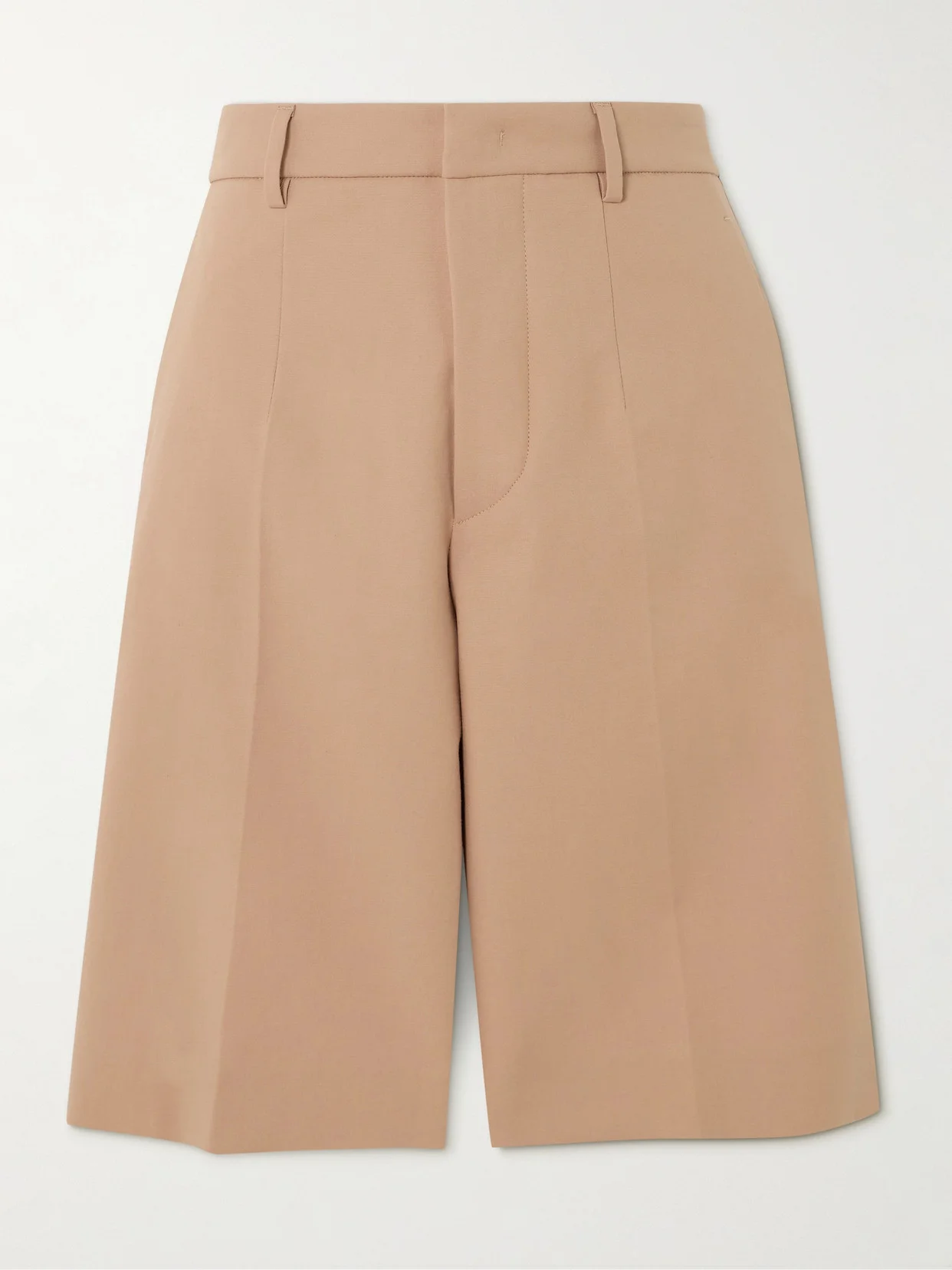 Pleated Stretch-cotton Shorts - 1