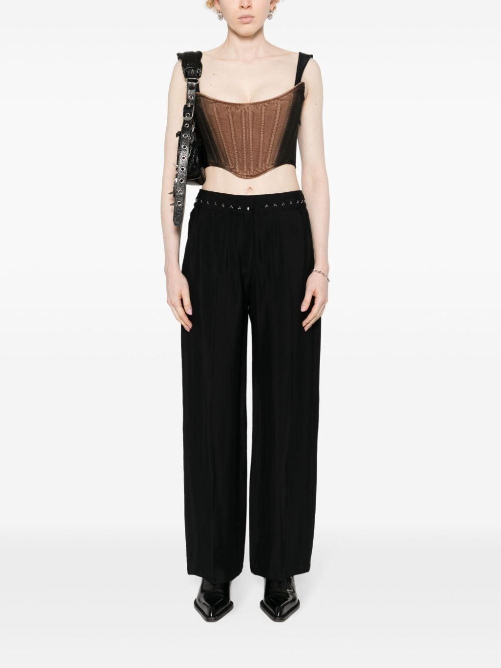 hook-eye wide trousers - 2