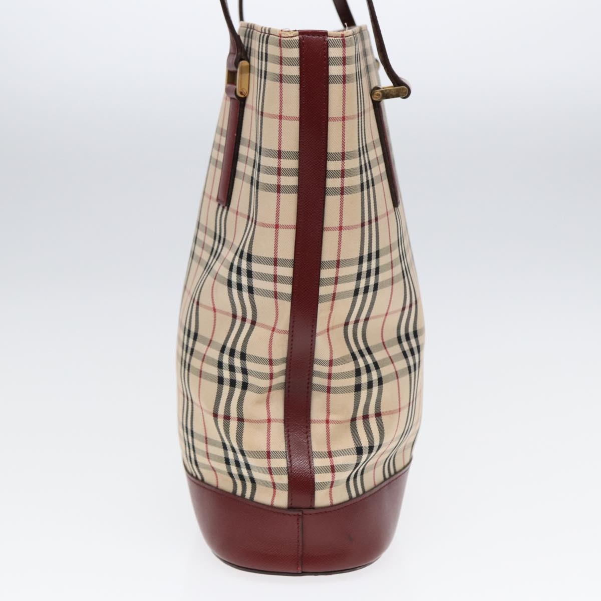 Burberry Nova Check Tote Bag Canvas Leather Beige Bordeaux - 4