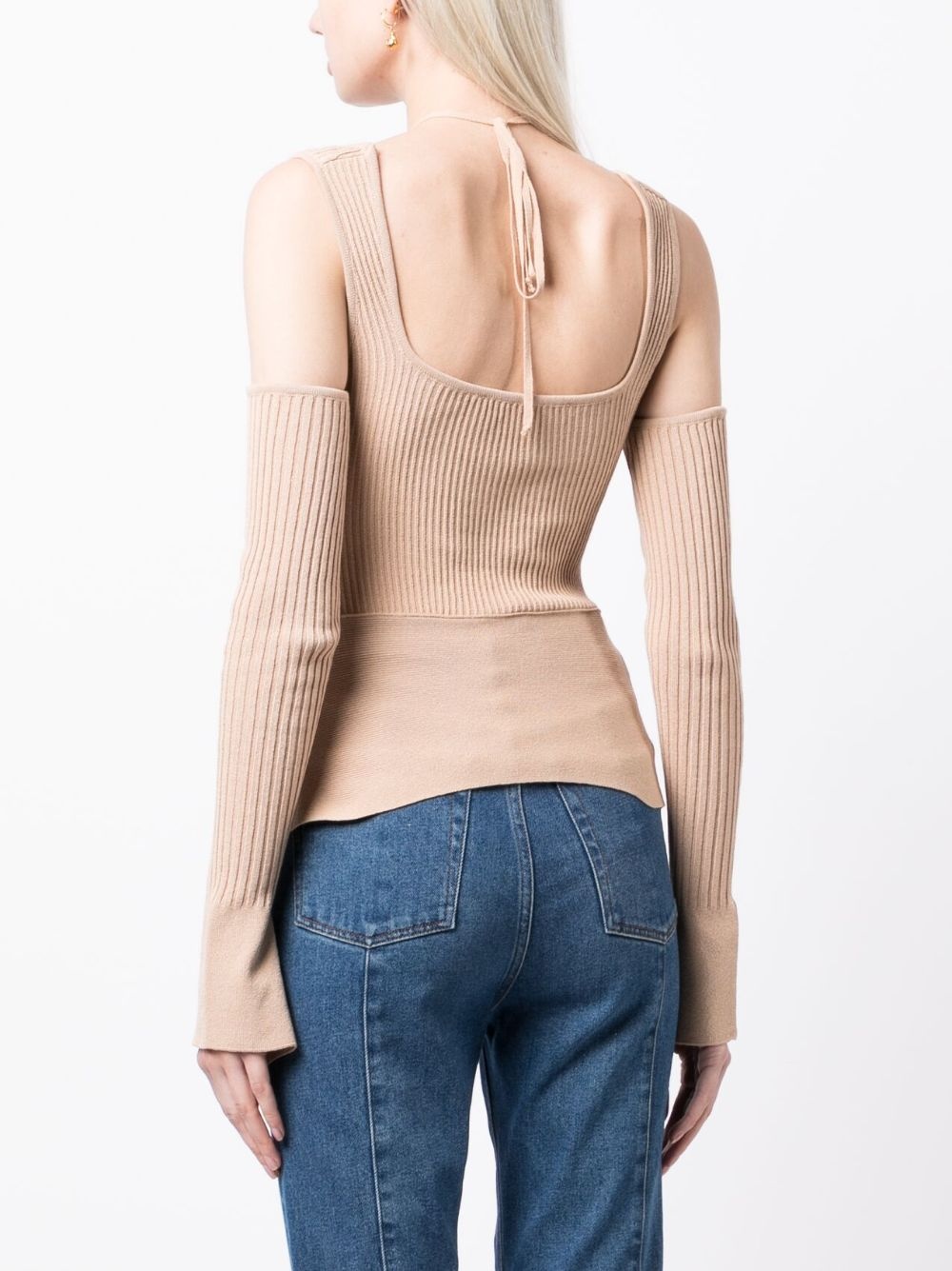 cut-out square-neck knitted top - 4