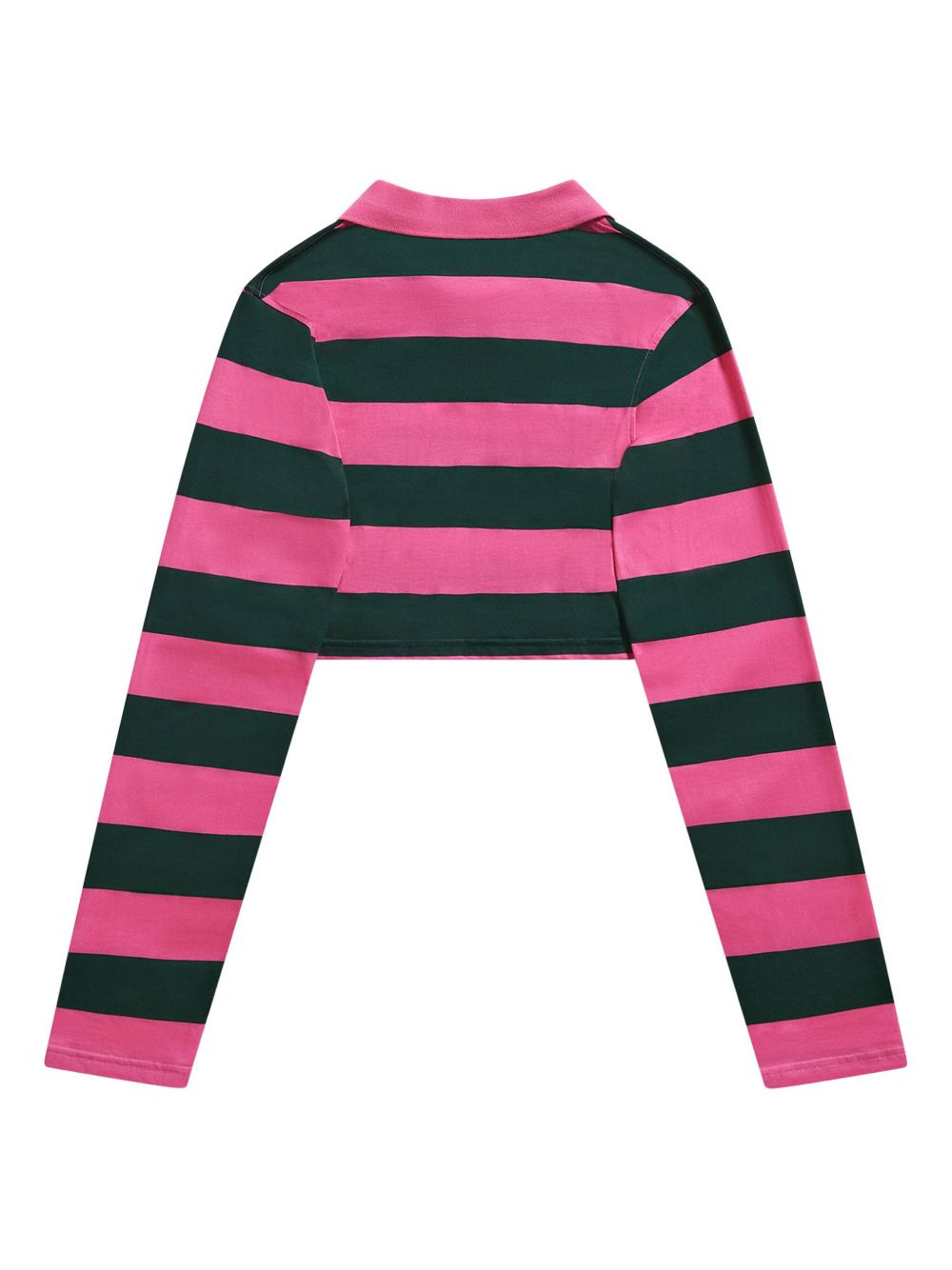embroidered stripe cropped polo top - 5