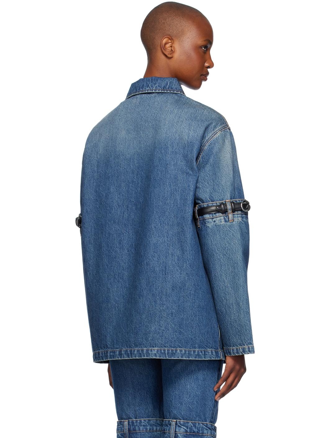 Blue Open Elbow Denim Jacket - 3