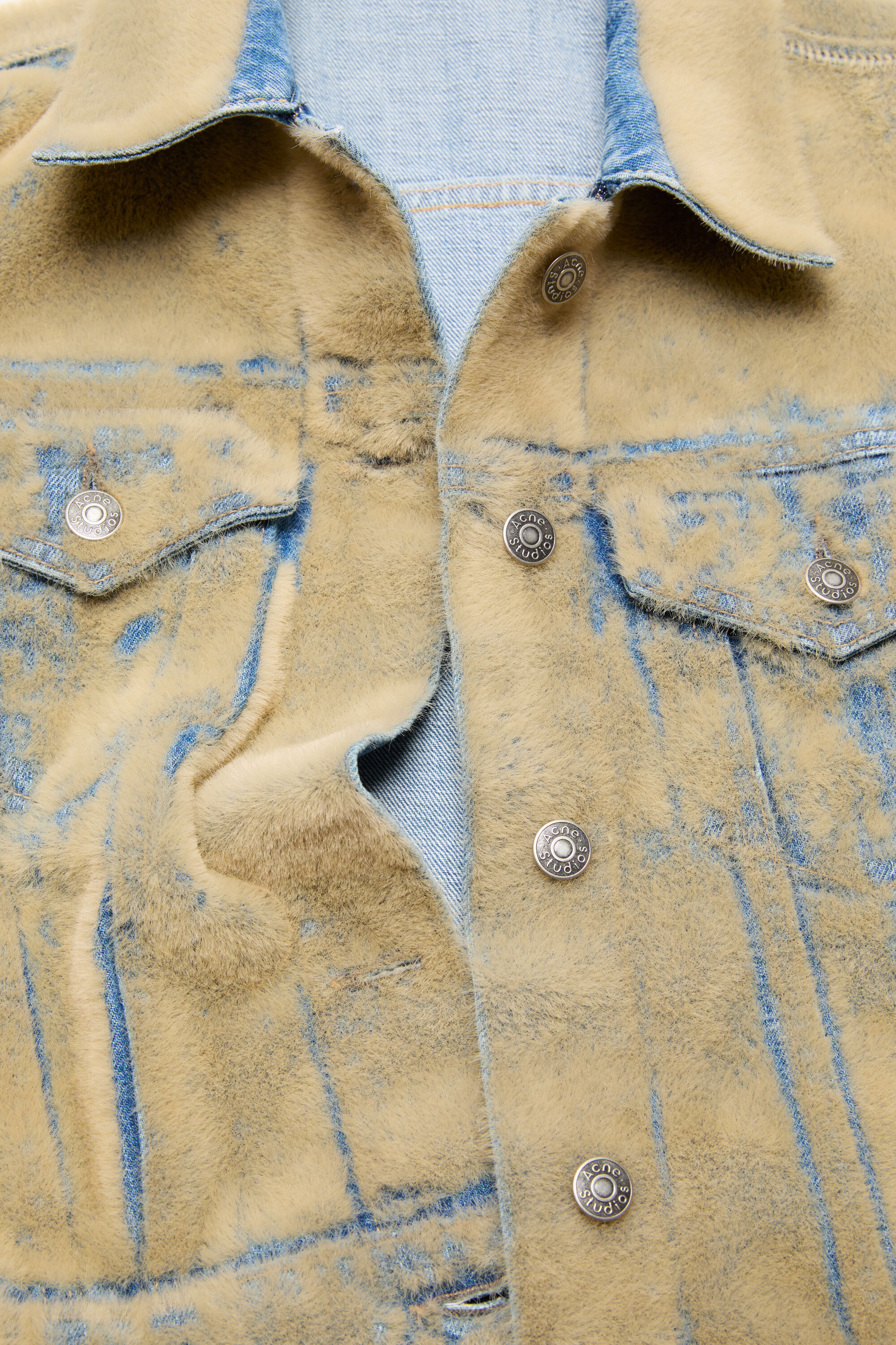 Flocked denim jacket - Blue/beige - 5