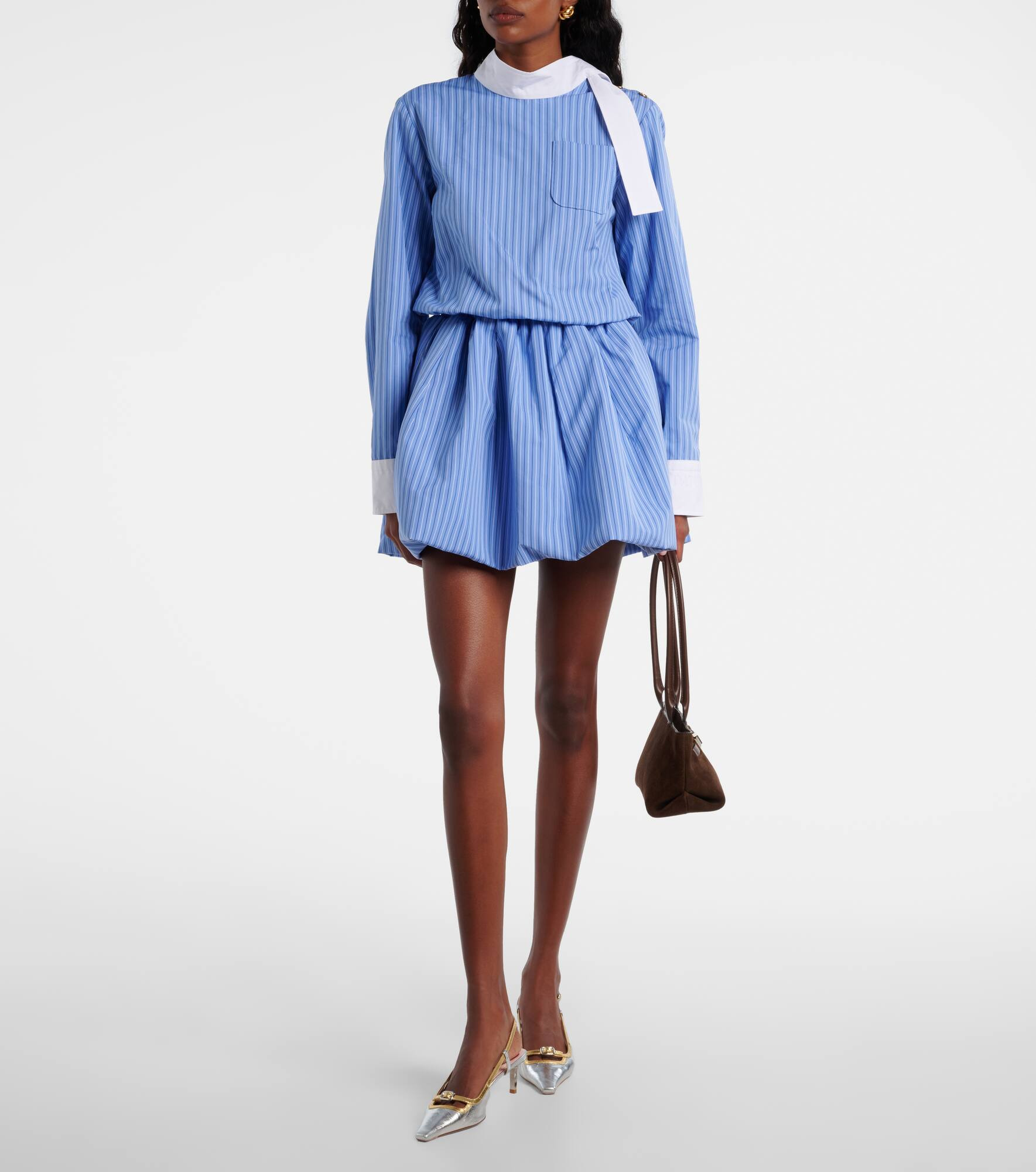 Striped cotton poplin minidress - 2