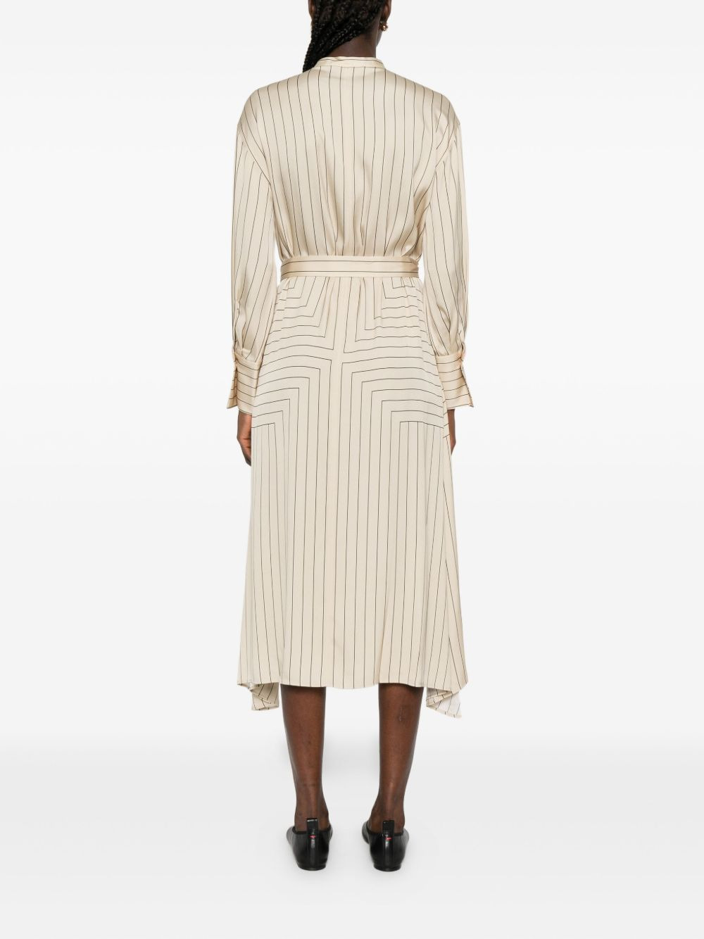 pinstripe belted midi dress - 4