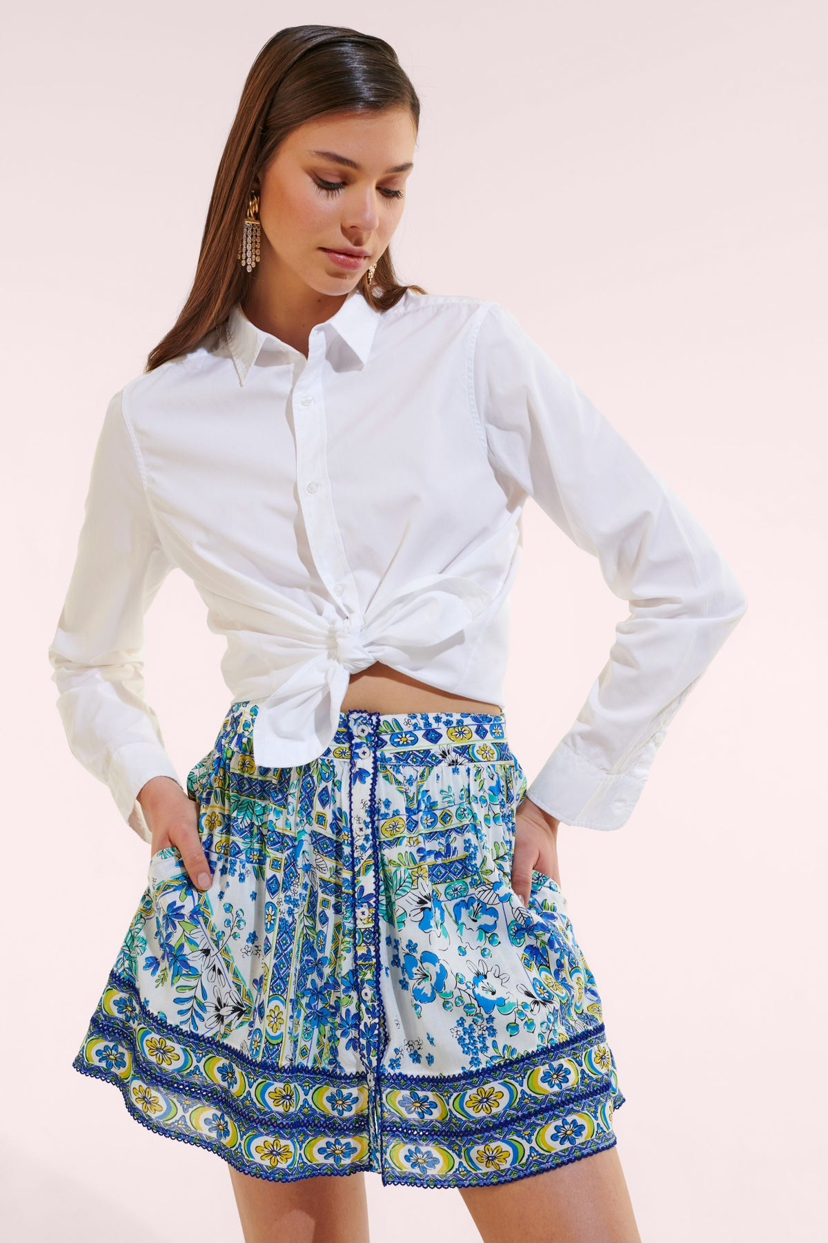 Mini Skirt Reine - Blue Foulard - 2