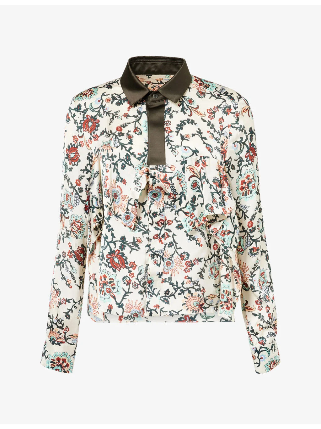 Overlay-Panel Floral Satin Shirt - 1