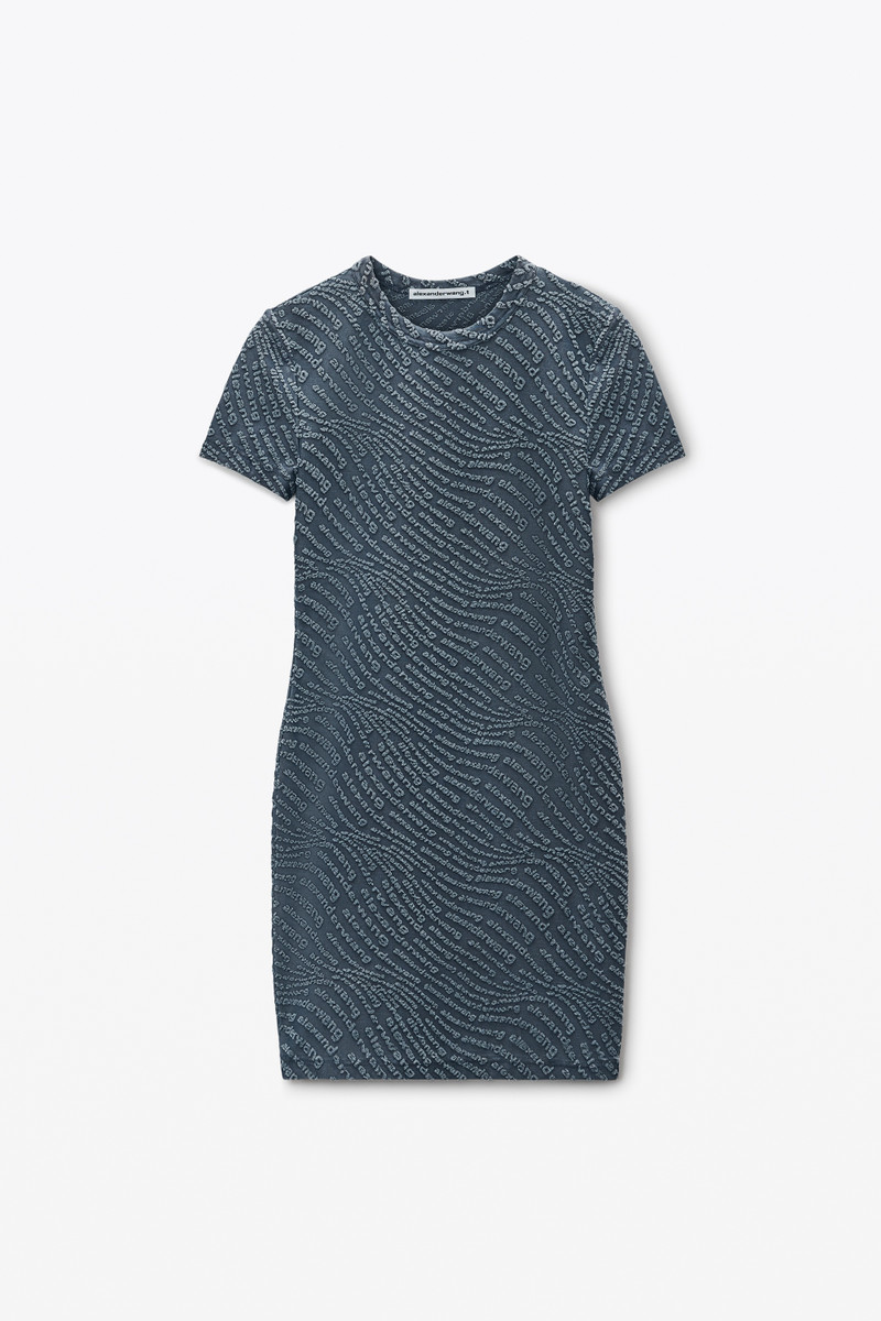 grey logo jacquard shrunken minidress - 1