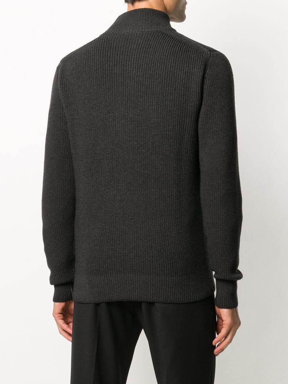 zip-through ribbed sweater - 4