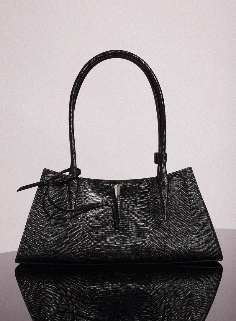 MUGLER black embossed lizard leather fang bag outlook