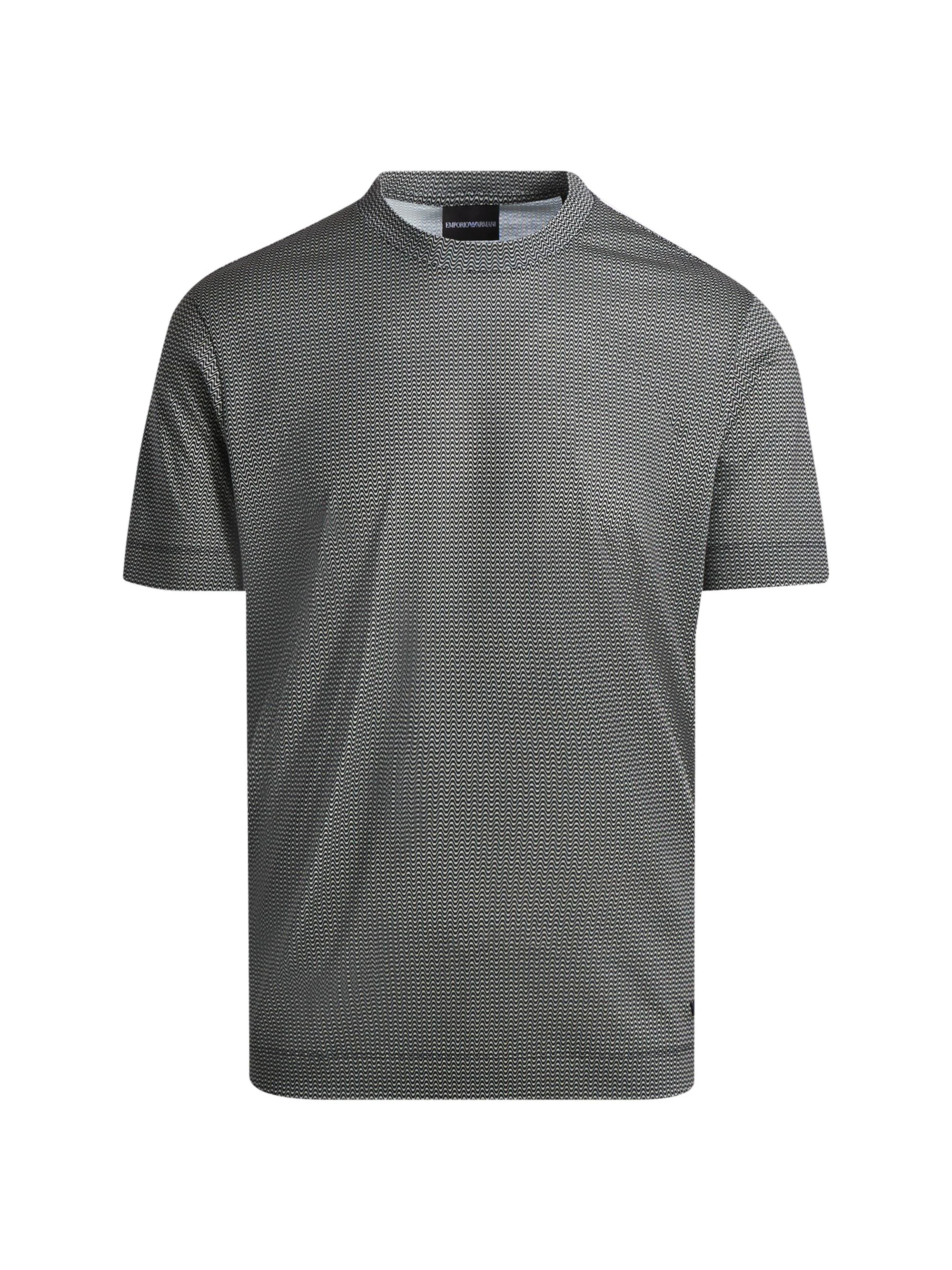 Men's Wave Print Crewneck T-Shirt - White Navy - 1