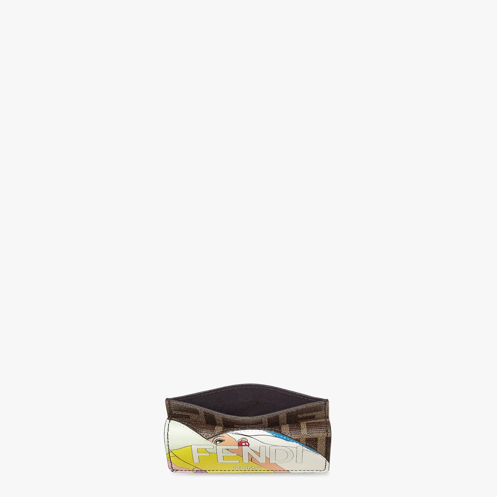 Fendi Roma card holder with three card slots and coin pocket with press-stud button. Made of fabric  - 4