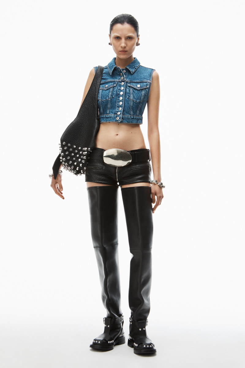 Alexander Wang cropped trucker vest in comfort-stretch denim outlook