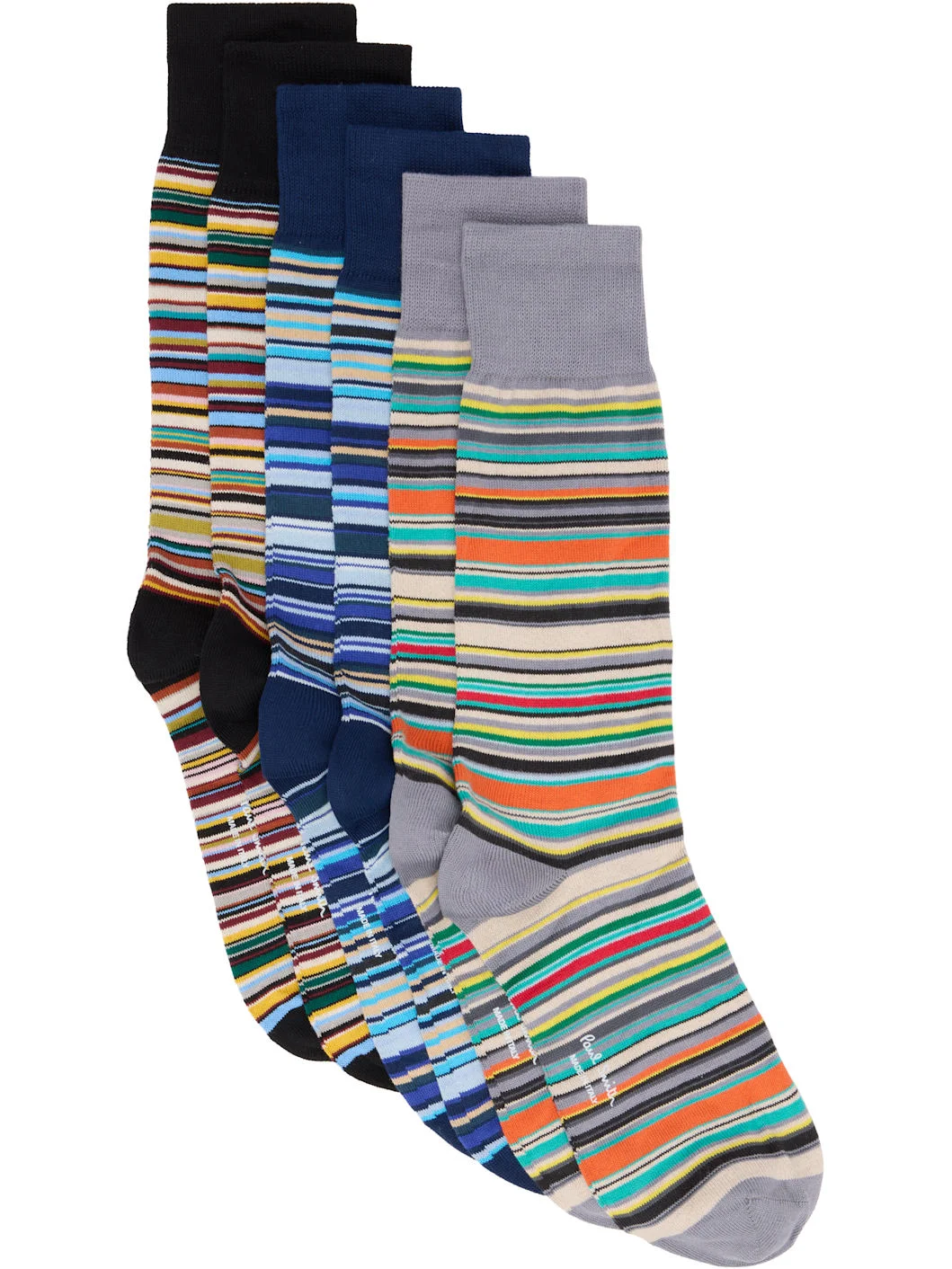 Six-Pack Multicolor 'Signature Stripe' Socks - 1