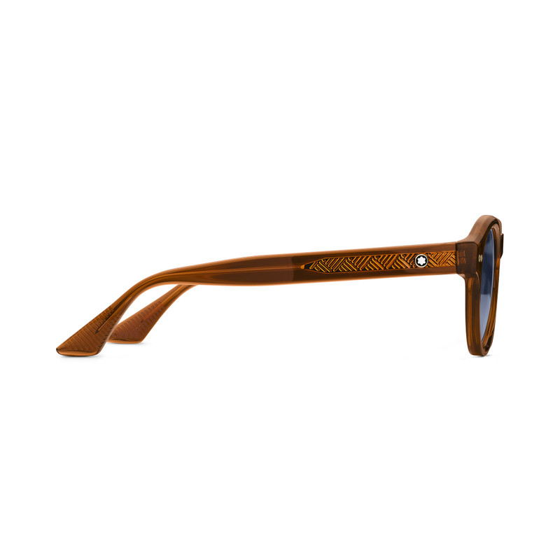 Montblanc Round Sunglasses with Brown Acetate Frame outlook
