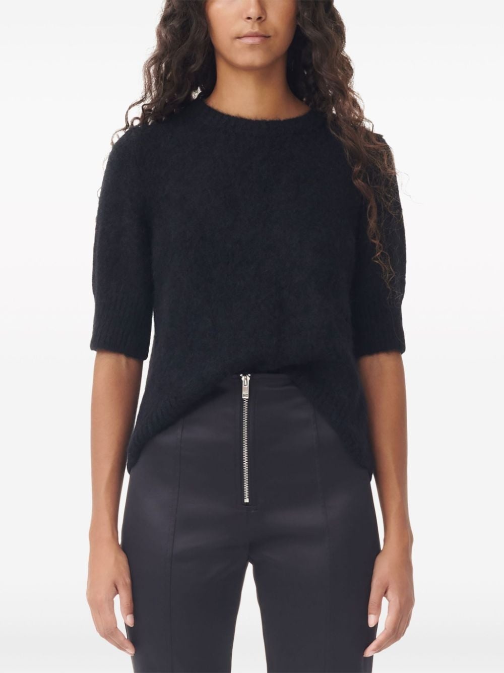 satin-finish flared trousers - 5
