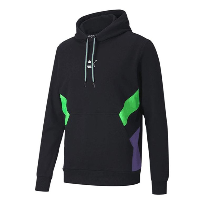PUMA logo Printed Pullover Hooded Fleece Men Black 599279-51 - 1