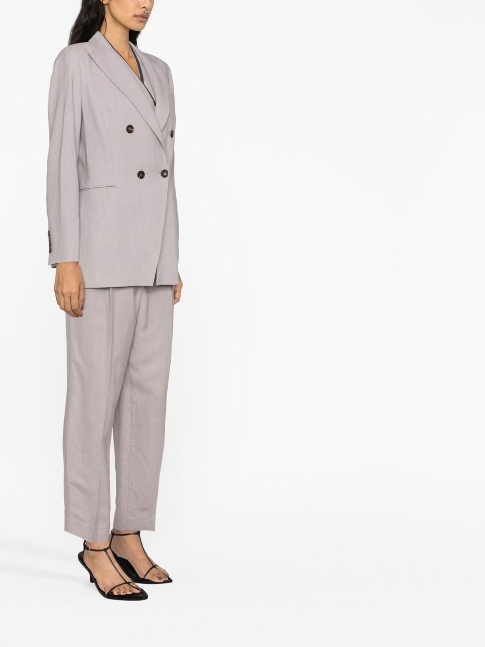 double-breasted woven suit jacket - 3