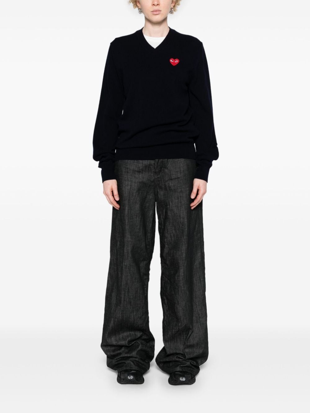 heart-patch wool jumper - 2