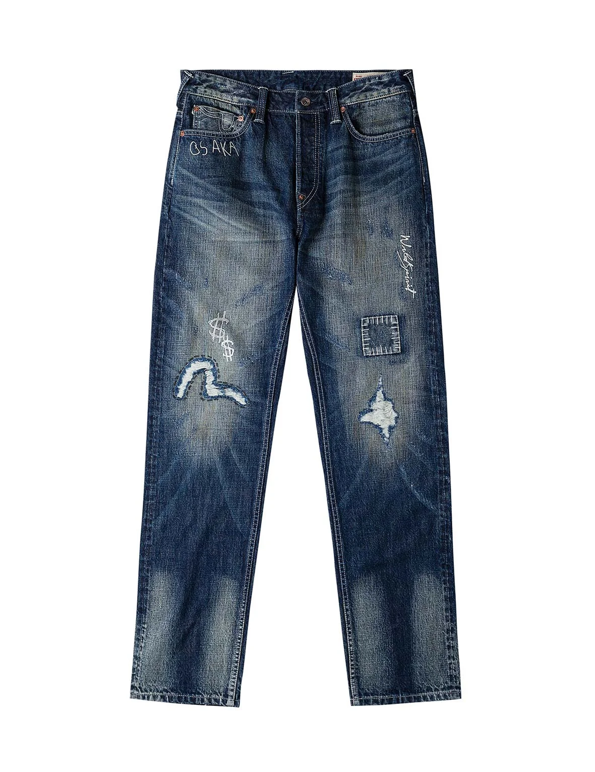 Hand-Drawn Printed Jeans #2020 - 1