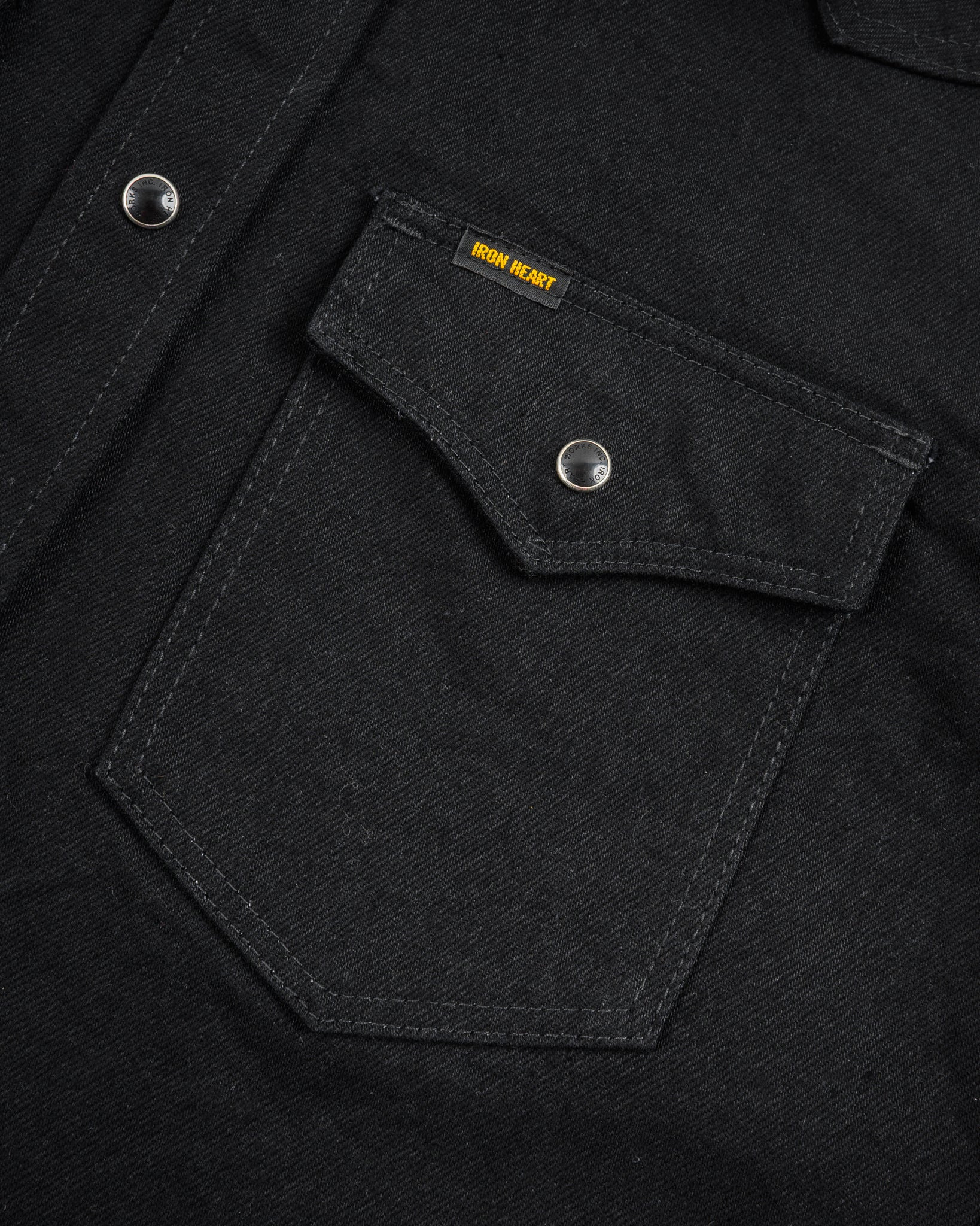 IHSH-295-BB 14oz Selvedge Denim Western Shirt - Black/Black - 8
