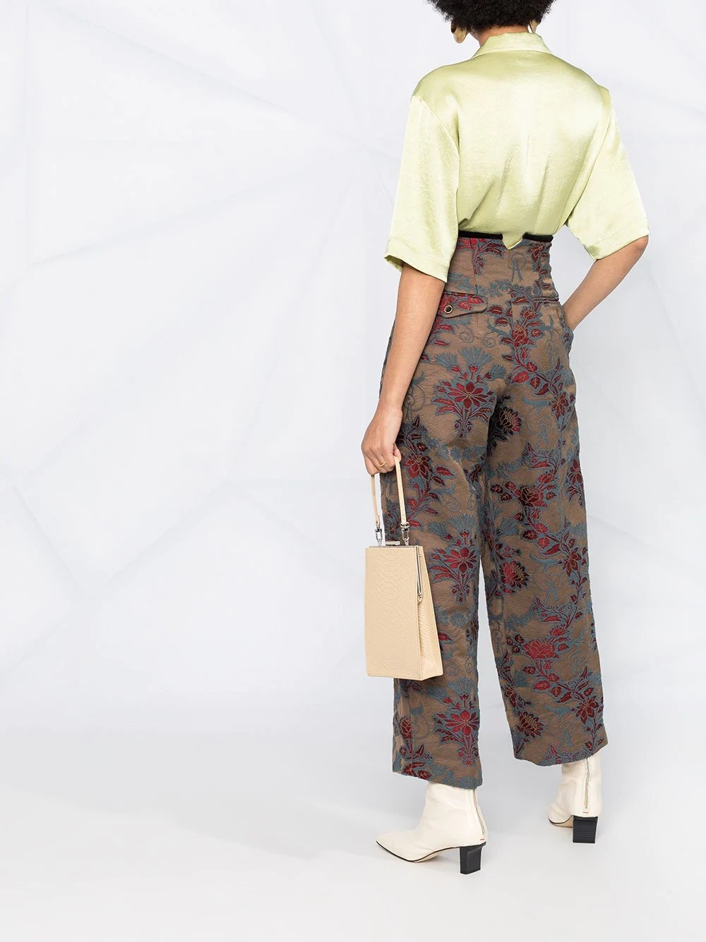 high-waisted floral print tapered trousers - 4