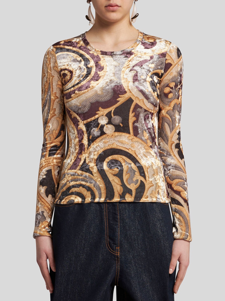 Tシャツ・カットソー Etro Fitted Top In Multicolored Printed Chenille Etro Fitted Top In Multicolored Printed Chenille | THE LIST